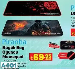 PİRANHA BÜYÜK BOY OYUNCU MOUSEPAD PİRANHA BÜYÜK BOY OYUNCU MOUSEPAD